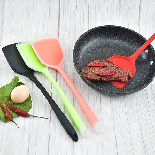 Silicone shovel kitchen non-stick pan special Chinese shovel cooking shovel solid color semi-transparent full silicone Chinese shovel printing LOGO