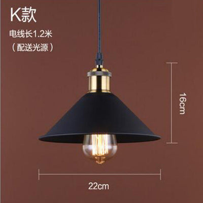 American retro industrial wind chandelier bar bar loft creative personality single head wrought iron lid small restaurant lamp