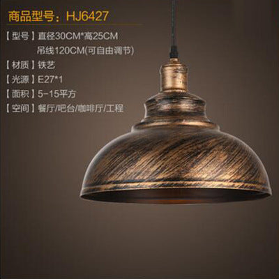 American retro industrial wind chandelier bar bar loft creative personality single head wrought iron lid small restaurant lamp