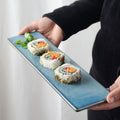 Ceramic kiln sushi plate flat cake dessert plate sashimi chicken wings long plate cold dish flat plate kiln glaze