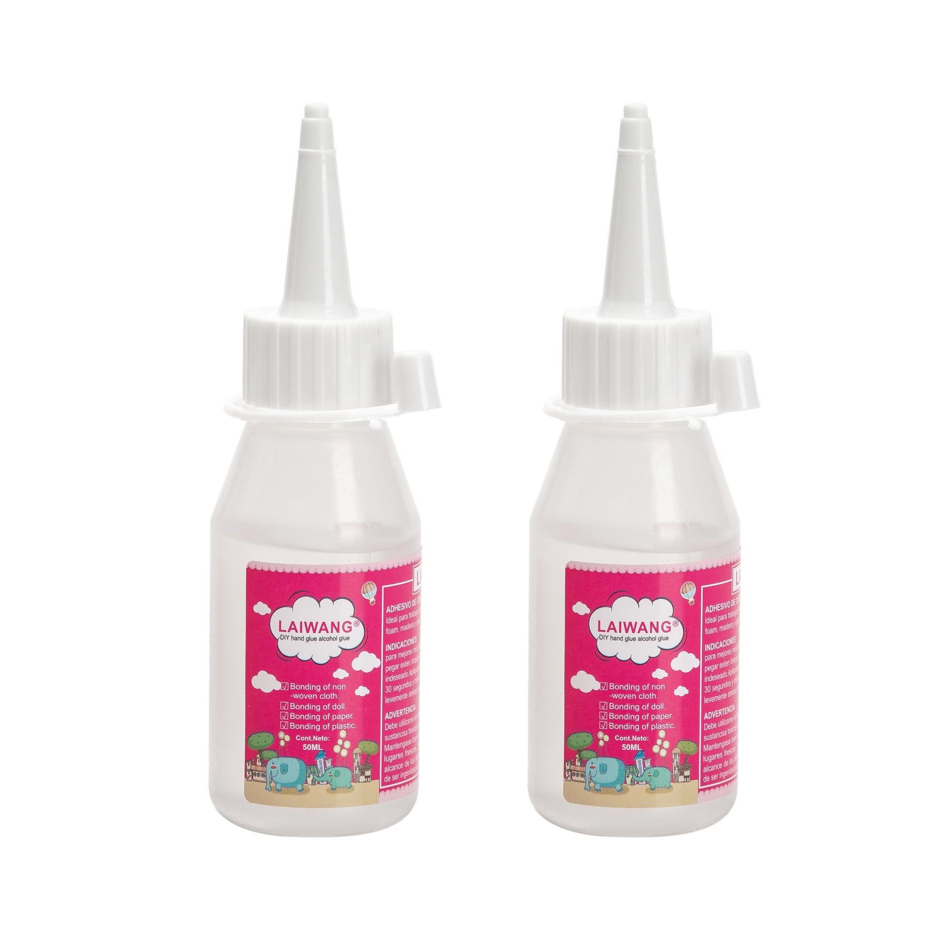 English/Chinese 50ml pink alcohol glue, transparent glue model DIY handmade glue non-woven glue