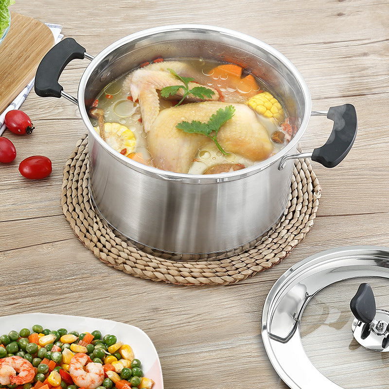 St. Bede stainless steel right-angle soup pot, European binaural pot, double bottom noodle soup pot points redeem for opening gifts