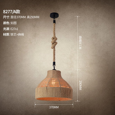 American retro industrial wind hemp rope chandelier nostalgic wine bar counter clothing store hot pot restaurant Internet cafe restaurant wrought iron lamps