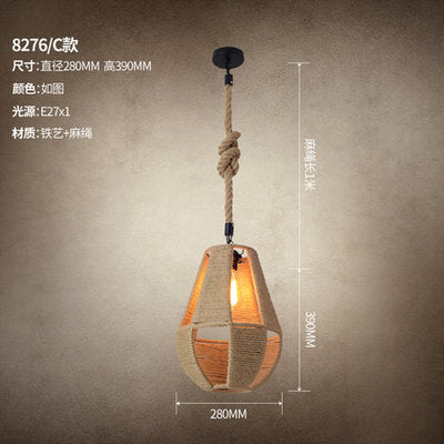 American retro industrial wind hemp rope chandelier nostalgic wine bar counter clothing store hot pot restaurant Internet cafe restaurant wrought iron lamps