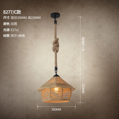 American retro industrial wind hemp rope chandelier nostalgic wine bar counter clothing store hot pot restaurant Internet cafe restaurant wrought iron lamps