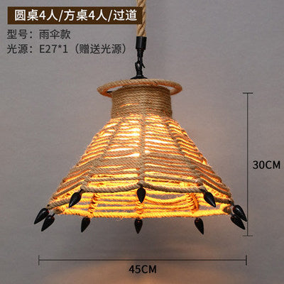 American retro industrial wind hemp rope chandelier nostalgic wine bar counter clothing store hot pot restaurant Internet cafe restaurant wrought iron lamps