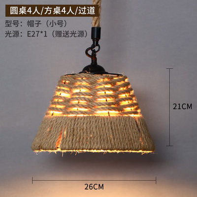 American retro industrial wind hemp rope chandelier nostalgic wine bar counter clothing store hot pot restaurant Internet cafe restaurant wrought iron lamps