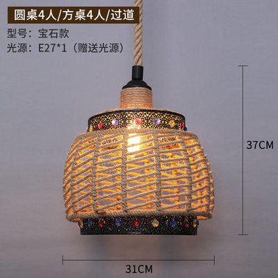 American retro industrial wind hemp rope chandelier nostalgic wine bar counter clothing store hot pot restaurant Internet cafe restaurant wrought iron lamps
