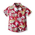 Wholesale baby set: cross-border e-commerce, kids' leaf print casual two-piece outfit, beach-style vacation wear