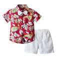 Wholesale baby set: cross-border e-commerce, kids' leaf print casual two-piece outfit, beach-style vacation wear