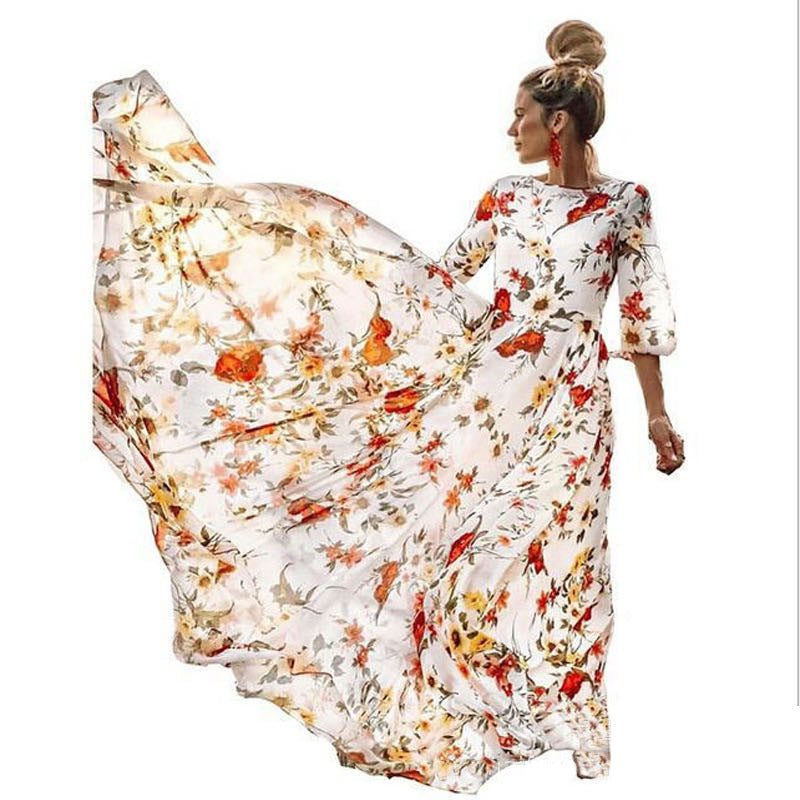 spring new arrivals: southeast asian women's printed maxi dress - -approved slim fit fashion dress