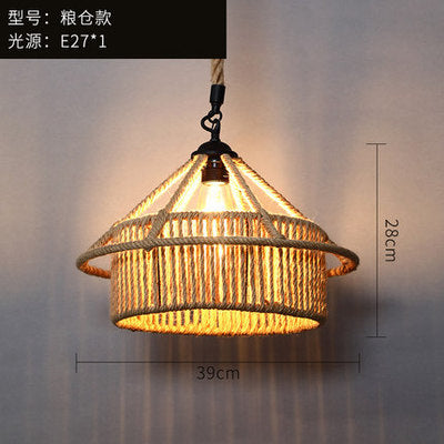 American retro industrial wind hemp rope chandelier nostalgic wine bar counter clothing store hot pot restaurant Internet cafe restaurant wrought iron lamps