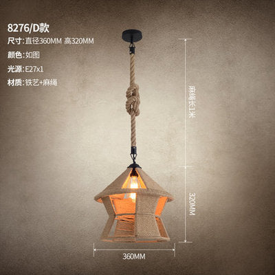 American retro industrial wind hemp rope chandelier nostalgic wine bar counter clothing store hot pot restaurant Internet cafe restaurant wrought iron lamps