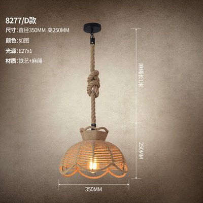 American retro industrial wind hemp rope chandelier nostalgic wine bar counter clothing store hot pot restaurant Internet cafe restaurant wrought iron lamps