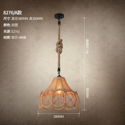 American retro industrial wind hemp rope chandelier nostalgic wine bar counter clothing store hot pot restaurant Internet cafe restaurant wrought iron lamps