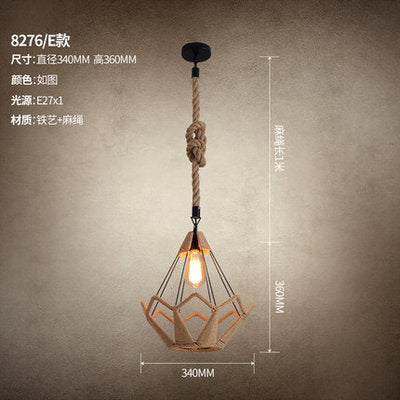 American retro industrial wind hemp rope chandelier nostalgic wine bar counter clothing store hot pot restaurant Internet cafe restaurant wrought iron lamps