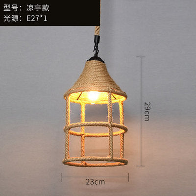 American retro industrial wind hemp rope chandelier nostalgic wine bar counter clothing store hot pot restaurant Internet cafe restaurant wrought iron lamps