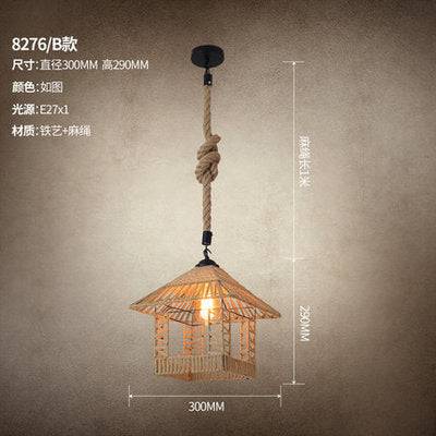 American retro industrial wind hemp rope chandelier nostalgic wine bar counter clothing store hot pot restaurant Internet cafe restaurant wrought iron lamps