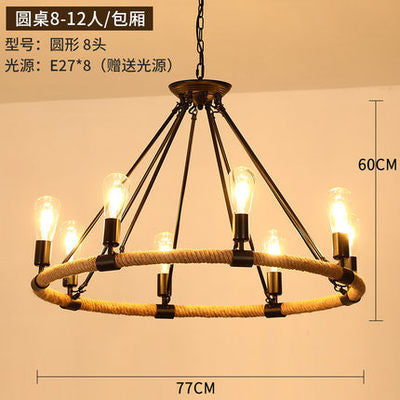 American retro industrial wind hemp rope chandelier nostalgic wine bar counter clothing store hot pot restaurant Internet cafe restaurant wrought iron lamps