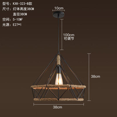 American retro industrial wind hemp rope chandelier nostalgic wine bar counter clothing store hot pot restaurant Internet cafe restaurant wrought iron lamps