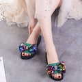 Factory direct 2024 cross-border beach sandals: women's bowknot sequin fashion flip-flops & slides - wholesale
