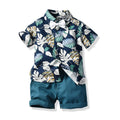 Wholesale baby set: cross-border e-commerce, kids' leaf print casual two-piece outfit, beach-style vacation wear
