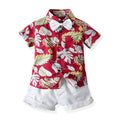 Wholesale baby set: cross-border e-commerce, kids' leaf print casual two-piece outfit, beach-style vacation wear