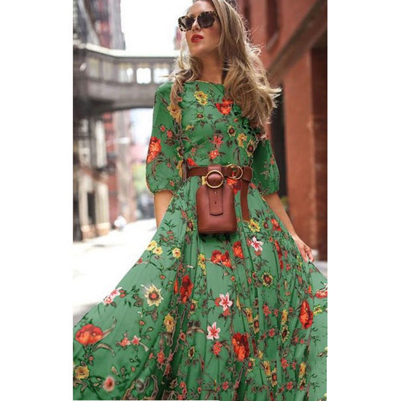 spring new arrivals: southeast asian women's printed maxi dress - -approved slim fit fashion dress