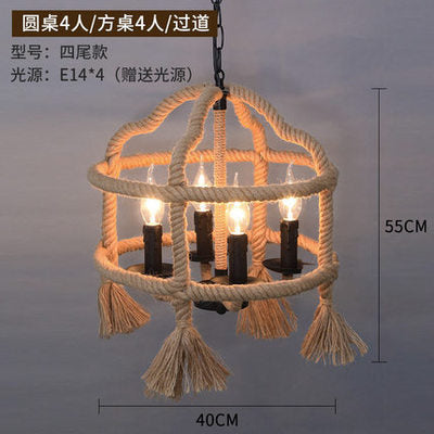 American retro industrial wind hemp rope chandelier nostalgic wine bar counter clothing store hot pot restaurant Internet cafe restaurant wrought iron lamps