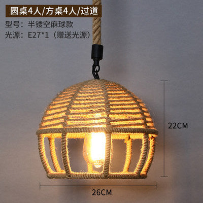 American retro industrial wind hemp rope chandelier nostalgic wine bar counter clothing store hot pot restaurant Internet cafe restaurant wrought iron lamps