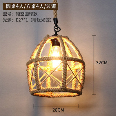 American retro industrial wind hemp rope chandelier nostalgic wine bar counter clothing store hot pot restaurant Internet cafe restaurant wrought iron lamps