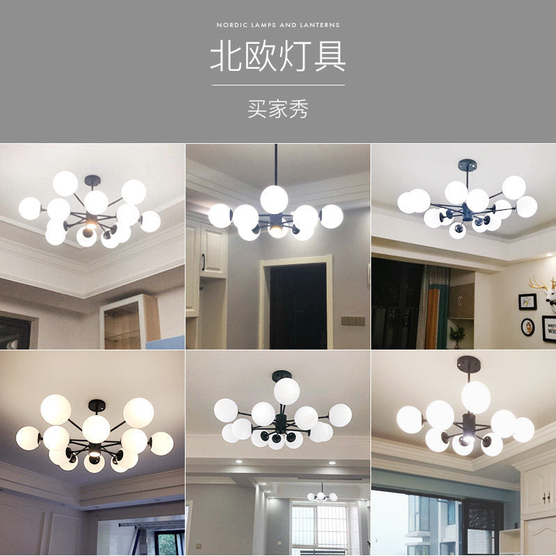 Living room chandelier household simple molecular light luxury magic bean chandelier dining room bedroom lighting package combination advanced sense