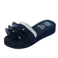 2024 summer new arrivals: korean style pearl & rhinestone flip-flops - open toe, flat heel, trendy lace slippers for outdoor wear