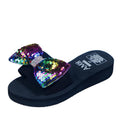 Factory direct 2024 cross-border beach sandals: women's bowknot sequin fashion flip-flops & slides - wholesale