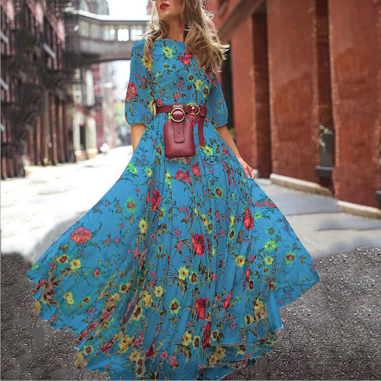 spring new arrivals: southeast asian women's printed maxi dress - -approved slim fit fashion dress