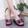 Factory direct 2024 cross-border beach sandals: women's bowknot sequin fashion flip-flops & slides - wholesale