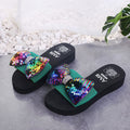 Factory direct 2024 cross-border beach sandals: women's bowknot sequin fashion flip-flops & slides - wholesale