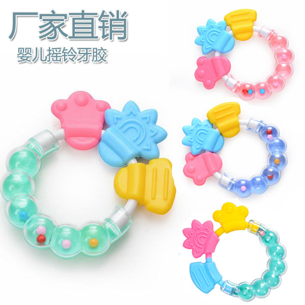 Baby molar stick Infant silicone toothpaste molar fixer Baby rattle toothpaste ring molar stick