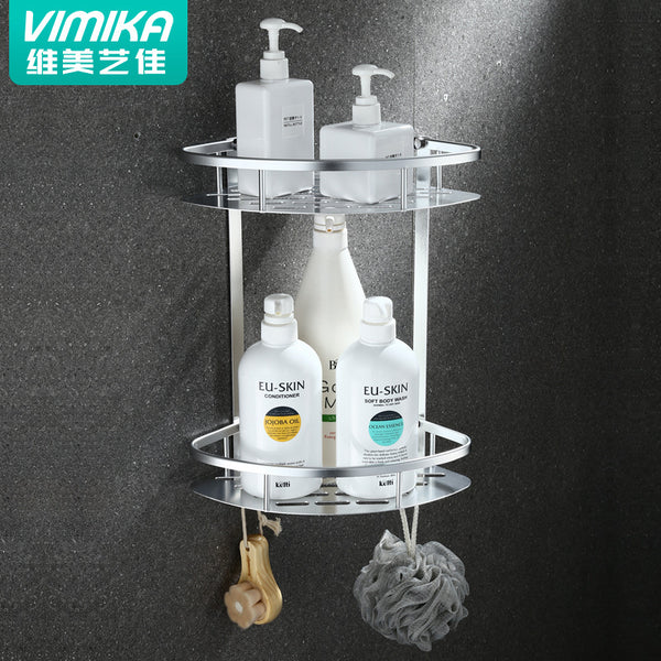 Vimeijia non-punching bathroom cabinet pendant double-layer triangular basket bathroom space aluminum rack wall hanging