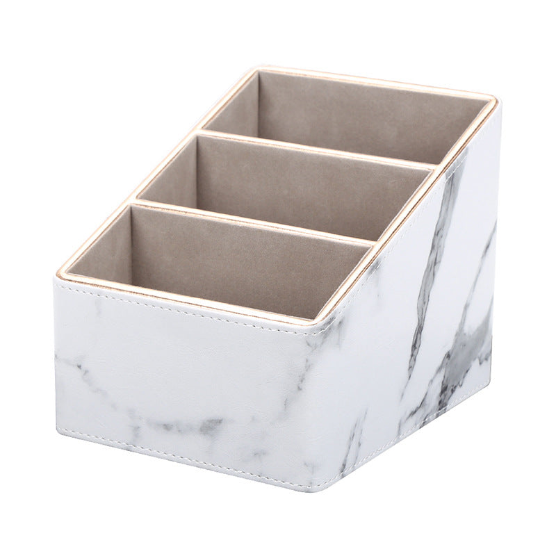 Nordic ing storage box, stone pattern desktop stationery storage box, remote control, finishing box, multifunctional leather pen holder