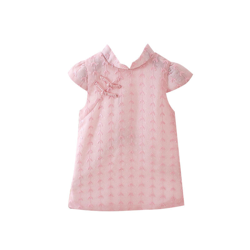 Kidscheongsamsummer thin girlcheongsam skirt baby girl baby skirt western style little girl princess skirt chinese style