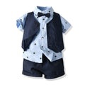 Summer new arrivals: export-quality children's vest, star print shirt, and bermuda shorts gentleman's three-piece baby set