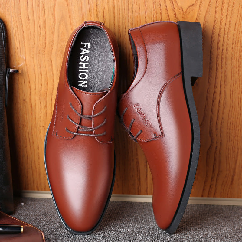 Men's leather business dress shoes - classic british & korean style - black, versatile casual shoes - soft leather