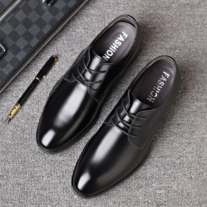 Men's leather business dress shoes - classic british & korean style - black, versatile casual shoes - soft leather