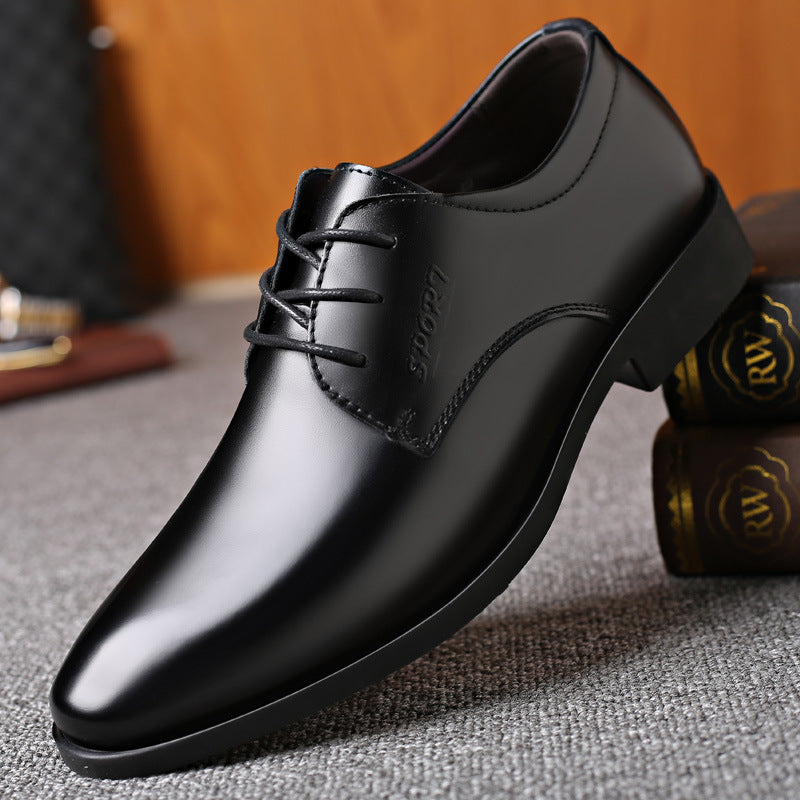 Men's leather business dress shoes - classic british & korean style - black, versatile casual shoes - soft leather