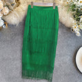 High waist hip skirt plus size silmcasualeasiest for matchpatchwork tassel ol women's skirt pencil skirt skirt