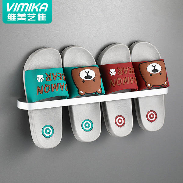 Vimeijia, non-punching space aluminum slipper rack, bathroom towel rack, sandal drain storage rack