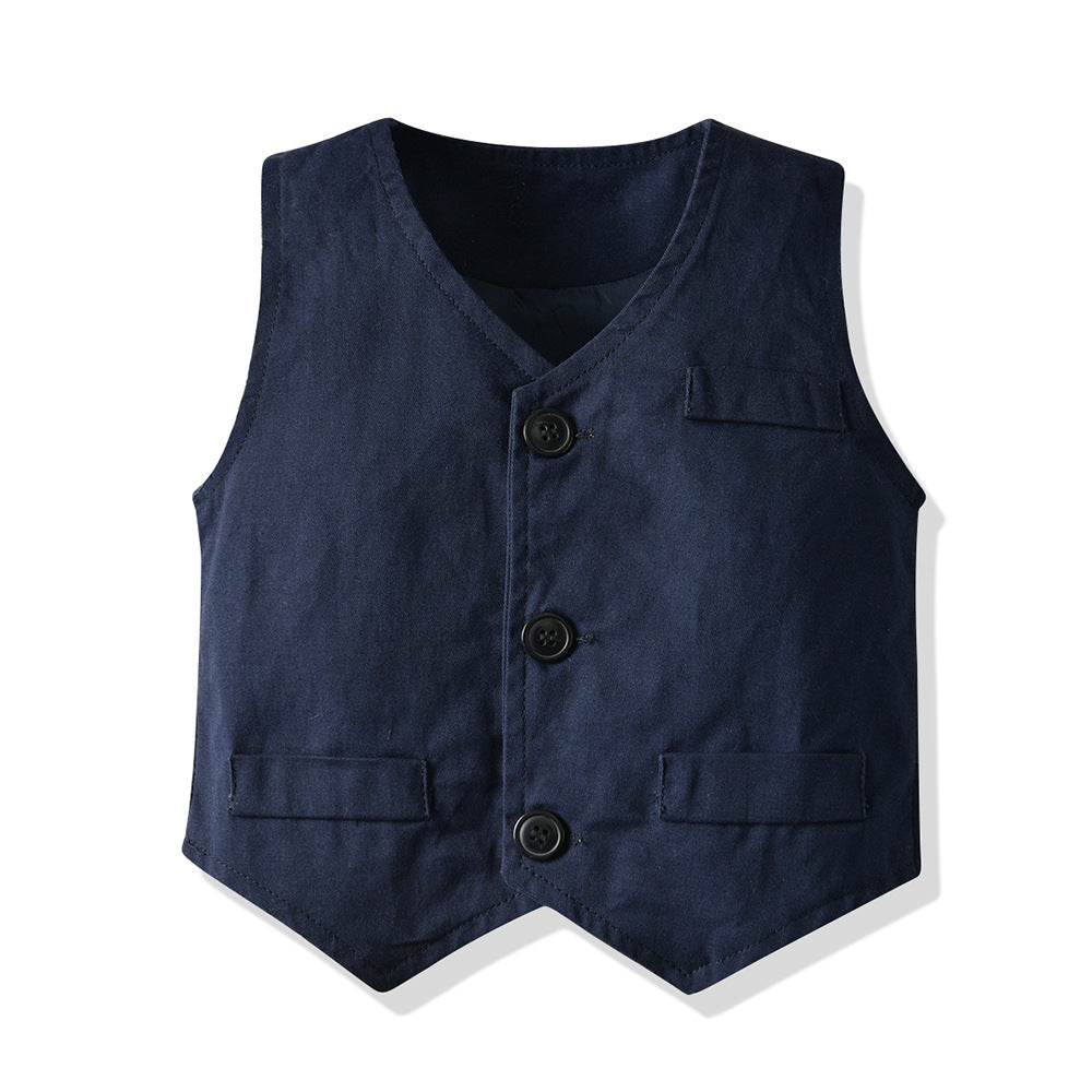 Summer new arrivals: export-quality children's vest, star print shirt, and bermuda shorts gentleman's three-piece baby set