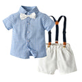 New arrival: summer plaid casual outfit set for boys and girls - wholesale in-stock baby sets (matching sibling outfits available)