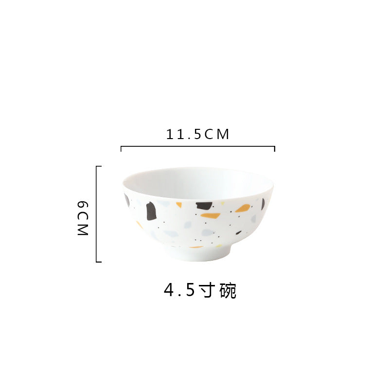 Influencer-approved dinnerware set: nordic minimalist home style terrazzo pattern bowls and plates - creative dinnerware set